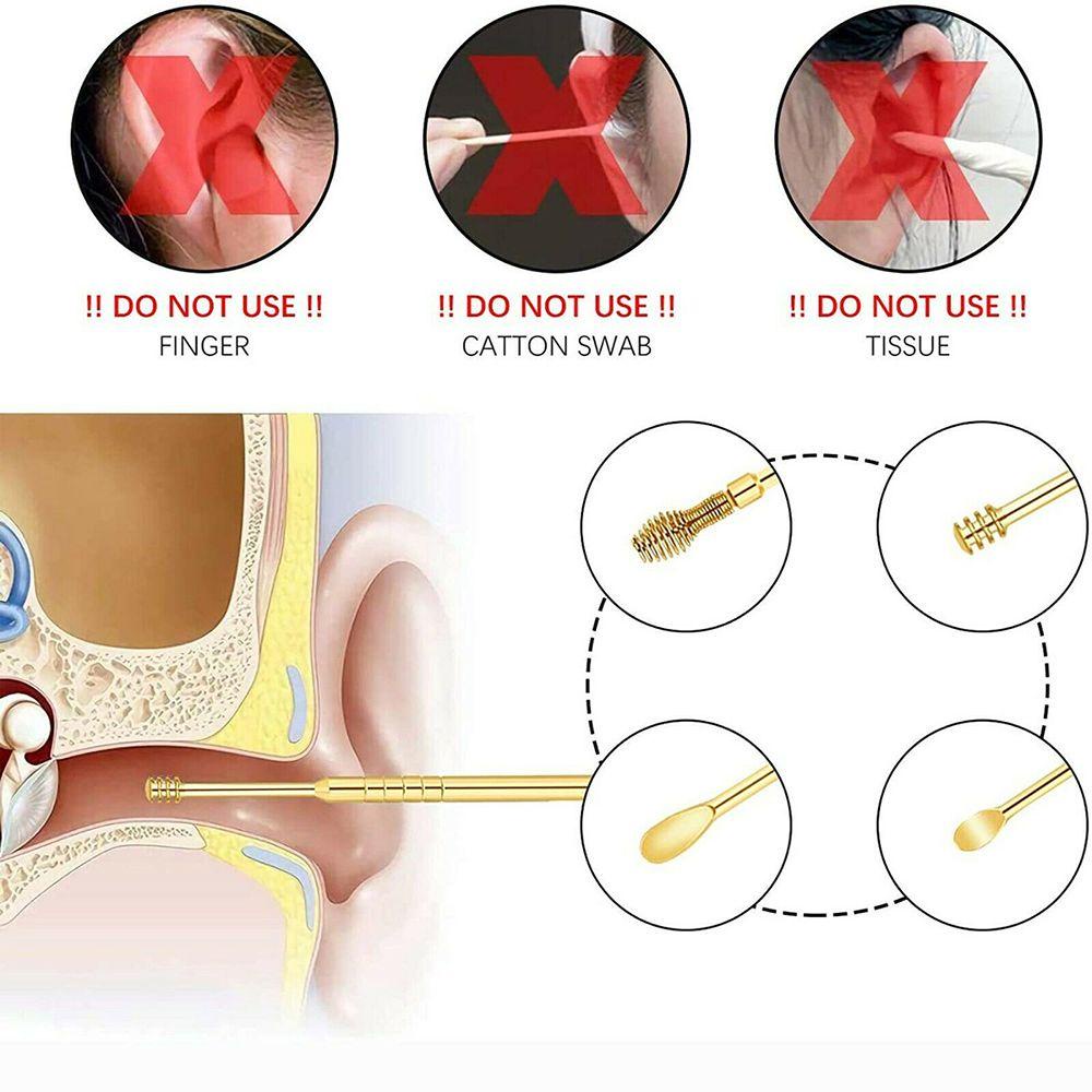 Bộ 6 Cây Ráy Tai Hai Đầu Bằng Da PU Sáng Tạo