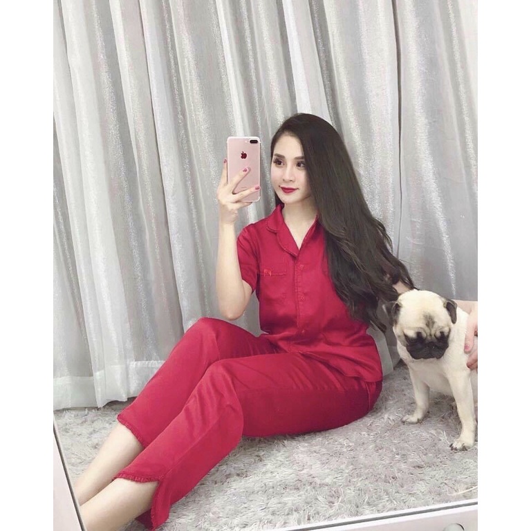 Bộ đồ ngủ nữ lụa bèo IMODA, quần dài tay cộc, thoải mái, bộ pijama sang trọng, lụa cao cấp, free side 45-60kg | BigBuy360 - bigbuy360.vn