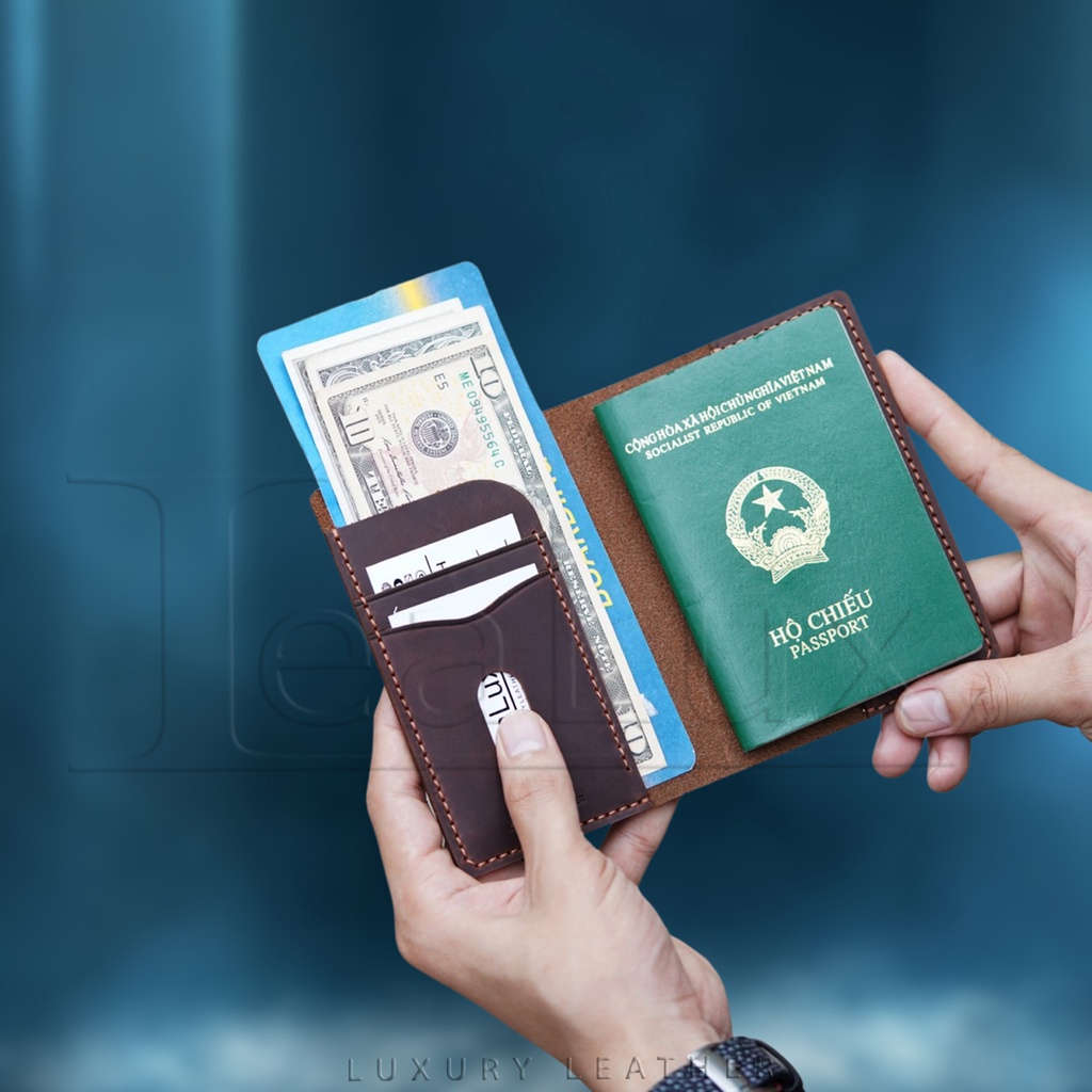 Ví Da Đựng Hộ Chiếu Handmade Da Sáp LEALUX Passport Wallet 2