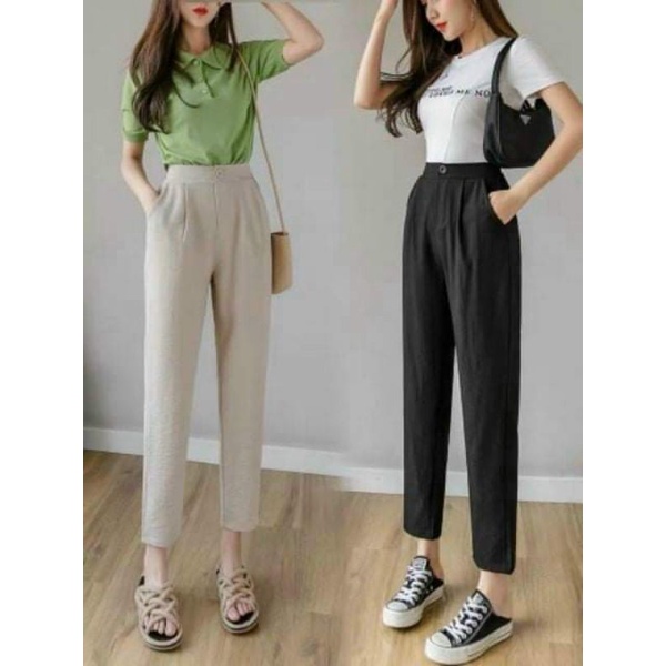 quần baggy đũi khóa trước chun sau vải đũi mát không dãn2 màu đen be