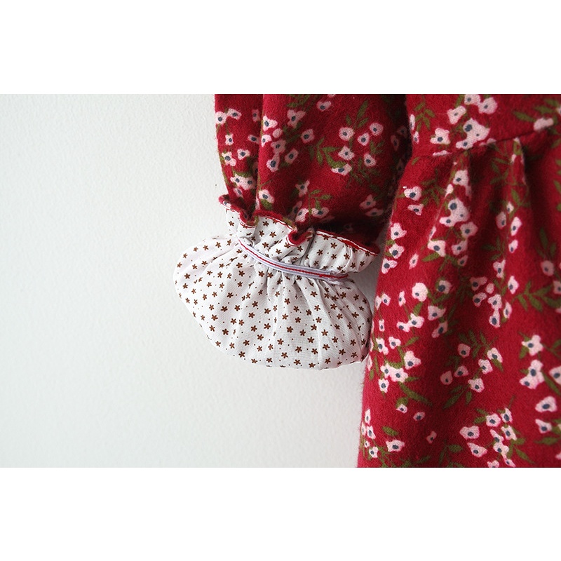 Đầm Thời Trang Mùa Thu 2023 Màu Trơn Đính Nơ In Hoa Dễ Thương Cho Bé Gái 9 Tháng-3 Tuổi