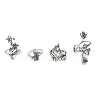 Bộ 4 nhẫn kiểu mạ bạc đầy cá tính