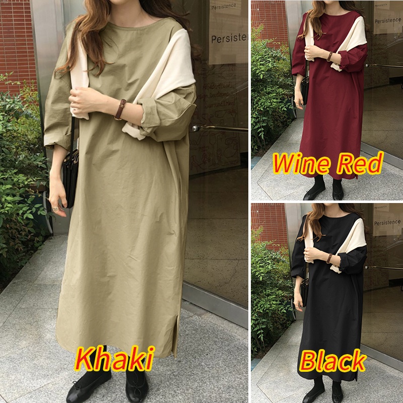 Đầm midi Zanzea chữ A tay dài thắt dây thời trang dành cho nữ