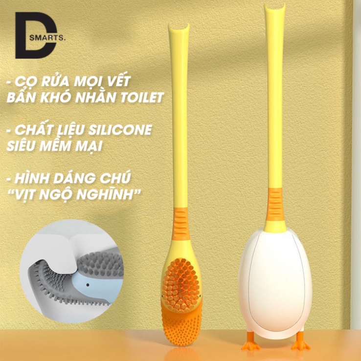 Bàn chải Silicon cọ rửa bồn cầu gắn tường thông minh / Chổi cọ nhà vệ sinh Toilet hình chú vịt đáng yêu siêu tiện lợi