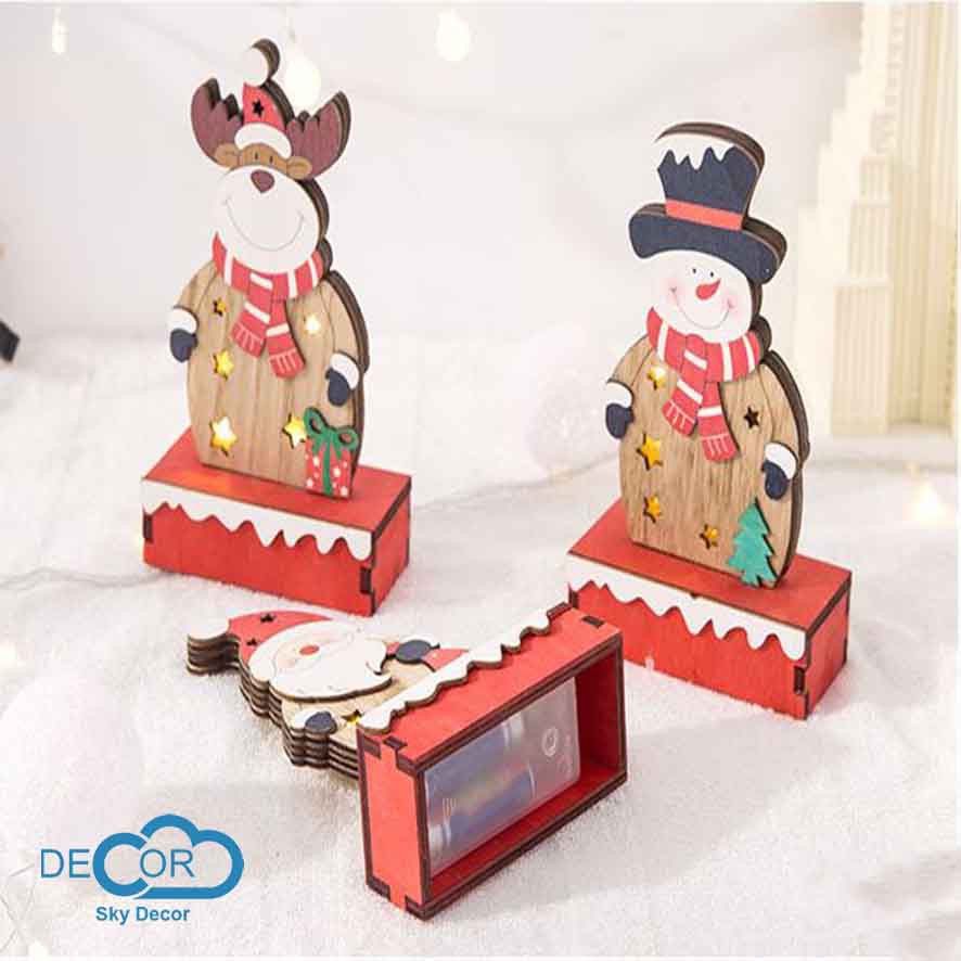 Mô hình ông già noel sáng đèn trang trí nhà cửa, đạo cụ chụp ảnh sản phẩm, phông nèn chụp ảnh - Sky Decor