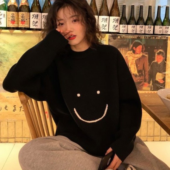 Set Áo Sweater + Quần Ống Rộng Họa Tiết Mặt Cười Form Rộng - Set Đồ Nỉ - Unisex - Titto Closet | BigBuy360 - bigbuy360.vn
