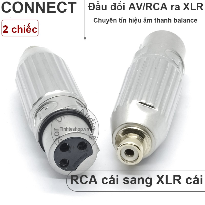2 chiếc - Đầu giắc chuyển đổi AV RCA cái sang XLR cannon DIN 3pin cái - Khẩu chuyển Canon XLR 3PIN male ra AV/RCA female