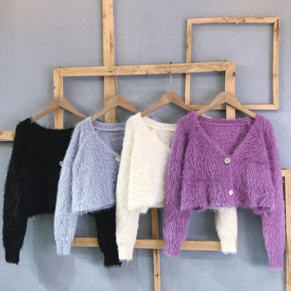 BÁN SỈ Áo Khoác Len Lông Vũ Croptop Hàng QCCC Loại 1 4 Màu HANNAHOUSE 1396 [Kèm VIDEO & ẢNH THẬT] | BigBuy360 - bigbuy360.vn