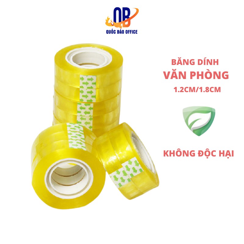 Băng dính nhỏ loại dày bản 1.2cm 12/lố cuộn, Băng dính nhỏ văn phòng bản 1.8cm 10 cuộn/ lố