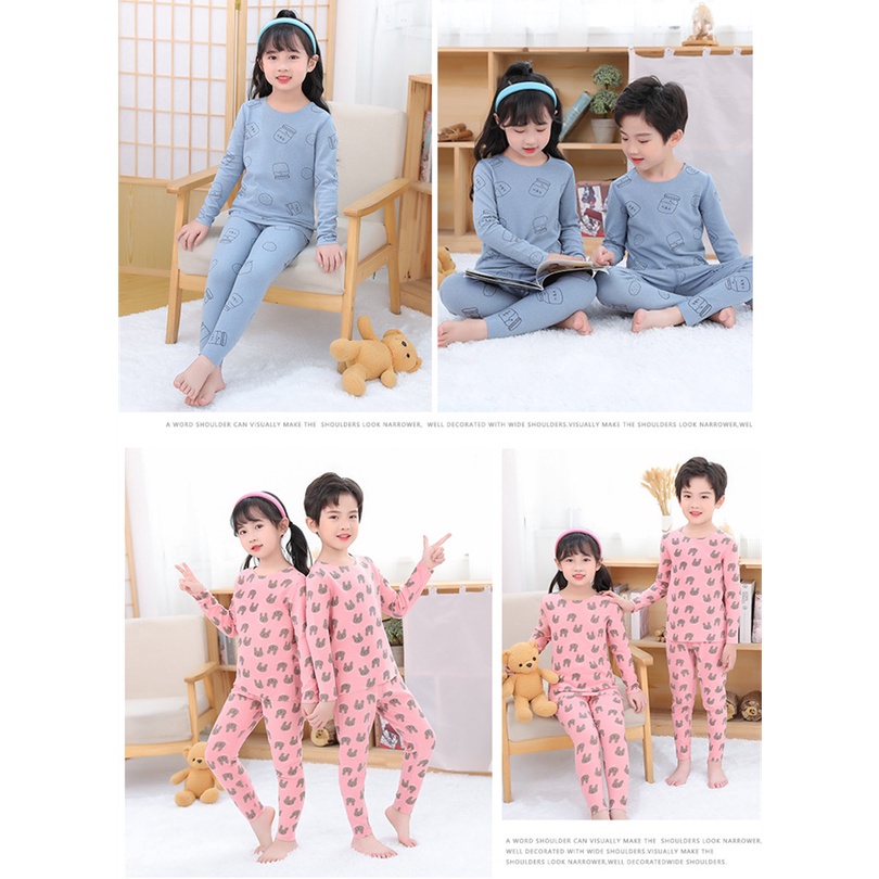 Bộ Đồ Ngủ Không Đường May 100-160cm Giữ Ấm Mùa Thu Đông Cho Bé