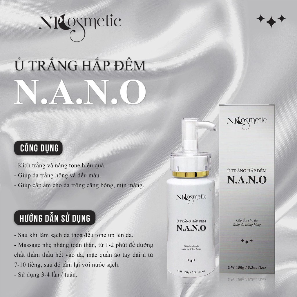 (TẶNG TTBC) Ủ TRẮNG HẤP ĐÊM NANO | Nâng tone da, kích trắng, cấp ẩm, làm mềm da