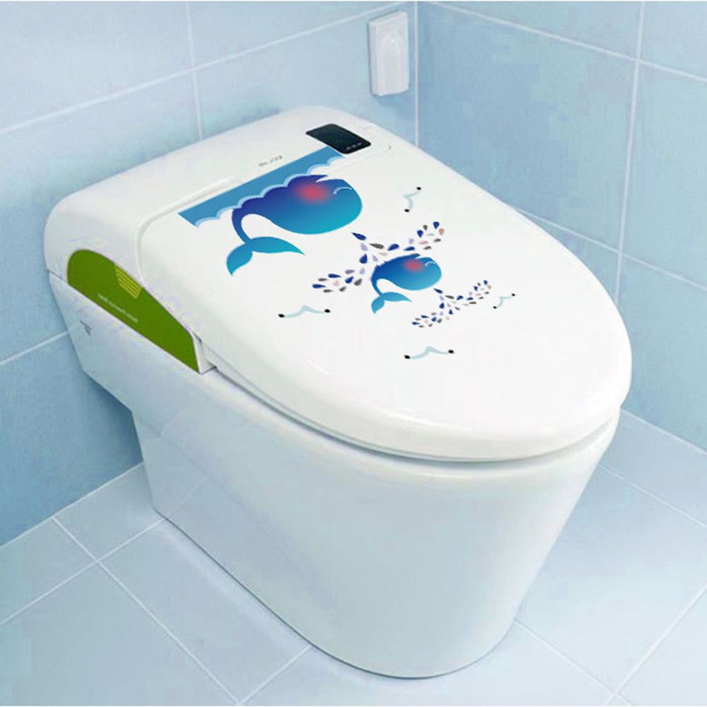 Sticker dán bồn cầu họa tiết hình chú cá voi dễ thương