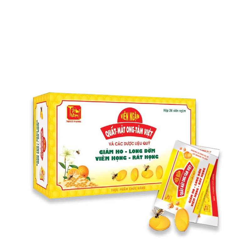 Viên ngậm QUẤT MẬT ONG hộp 24 viên - Giảm ho, long đờm, giảm viêm họng, rát họng