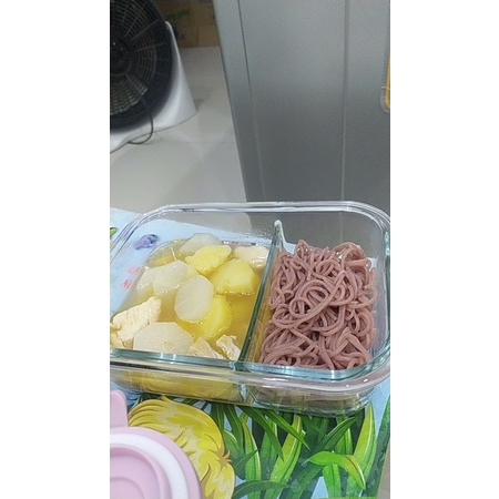 Hộp thuỷ tinh đem cơm 2 ngăn chịu nhiệt, chống tràn mang cơm văn phòng 1000ml