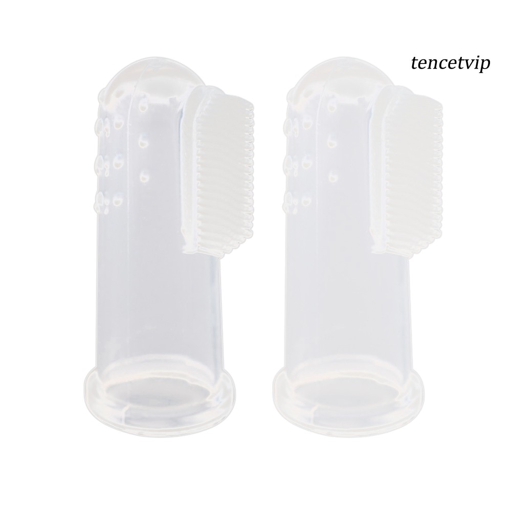 Set 2 bàn chải đánh răng silicon gắn ngón tay để làm sạch cho thú cưng
