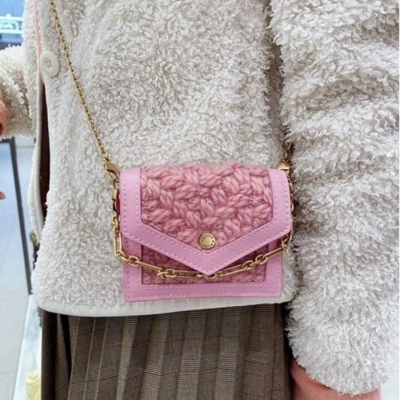 Túi sách mini, túi đeo chéo cnk mini bì thư cầm tay dây xích size 14cm khóa bấm cao cấp phong cách tiểu thư