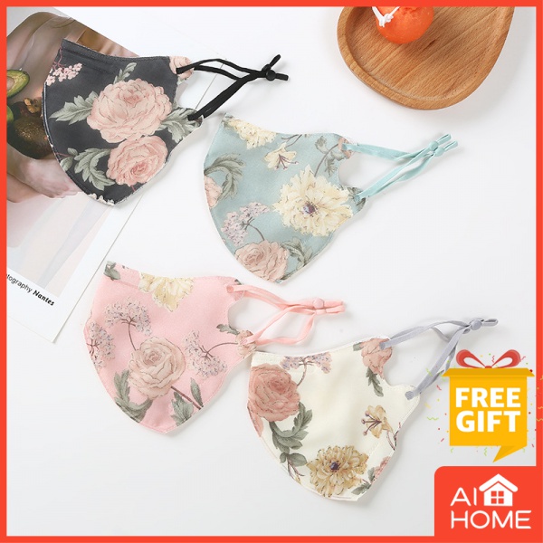 【3D】 Khẩu Trang cotton Chống Tia UV Chống Bụi Thoáng Khí Hình Hoa Thời Trang Có Thể Giặt Và Tái Sử Dụng Cho Nam Và Nữ