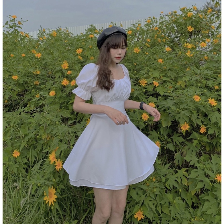 VÁY BABYDOLL CỔ VUÔNG *BPINK* CÓ QUẦN FREESIZE QUAI LƯNG  VÁY QUẦN NINA