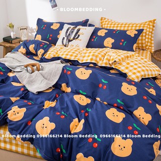 Set Chăn Ga Gối Cotton Poly 4 món - Gấu Cherry