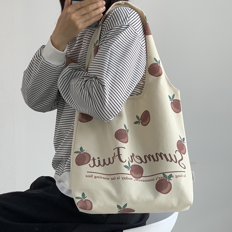 Túi tote vải đeo chéo canvas bag giá rẻ đẹp đi học LUKAMO TX784