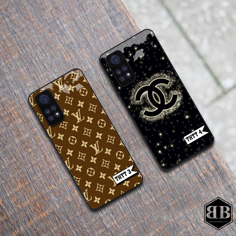 Ốp lưng kính cường lực Xiaomi Redmi Note 11 4G / Redmi Note 11S logo thời trang