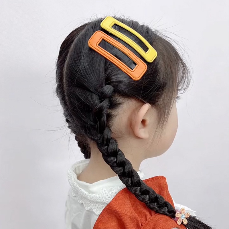 Kẹp Tóc Bằng Da PU Màu Kẹo Ngọt Thời Trang Cổ Điển