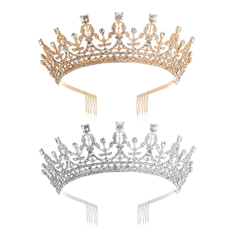 Vương Miện Cài Tóc Đính Đá Pha Lê Nhân Tạo Sang Trọng