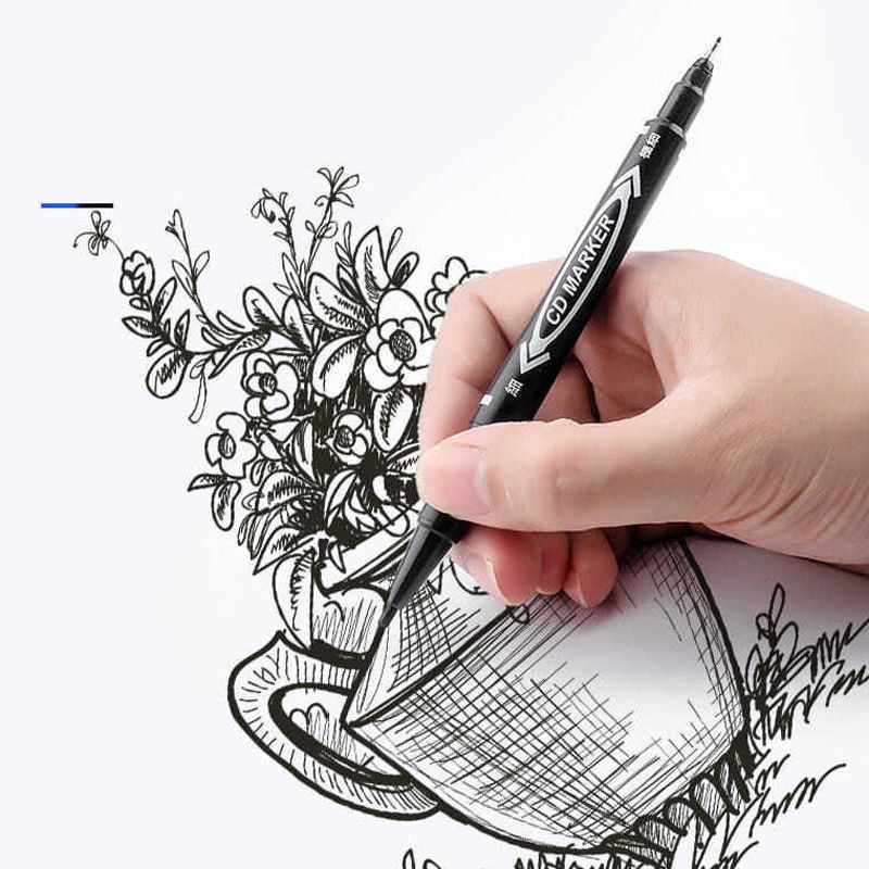 Bút Lông Đánh Dấu Hai Đầu Nhỏ Màu Đen Dùng Vẽ Tranh Cho Học Sinh cái bút bút highlight Bút mực bút lông dầu bút lông thiên long