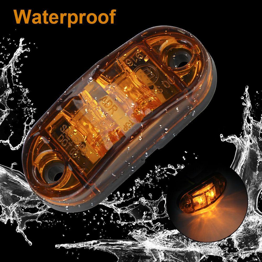 Bộ 10 Đèn LED Hình Oval 12V Chống Thấm Nước Màu Hổ Phách Đỏ Chuyên Dụng Cho Xe Tải