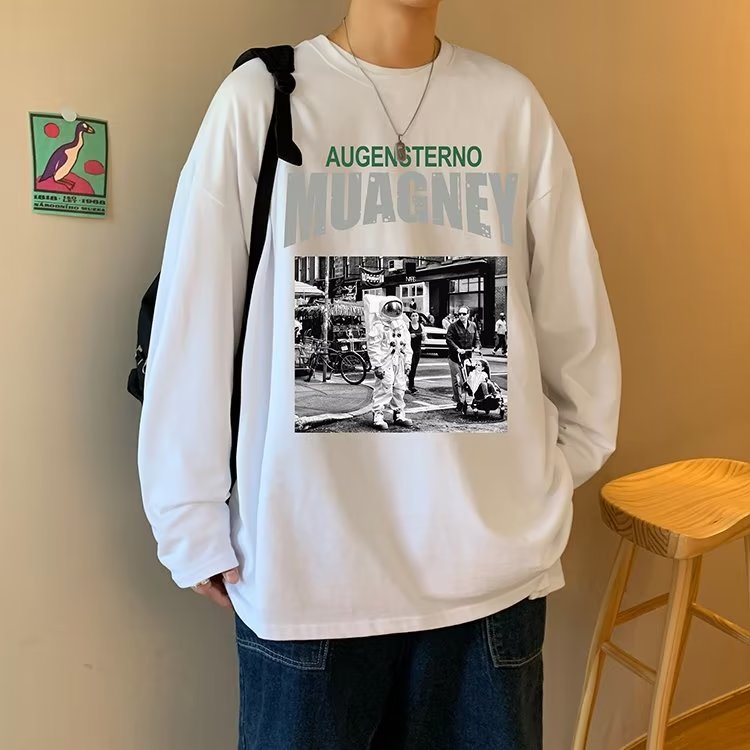 Áo Thun Tay Dài Cổ Tròn Dáng Rộng In Họa Tiết Hoạt Hình Phong Cách Hip Hop Nhật Bản Thời Trang Cho Nam Và Nữ Size M-5XL