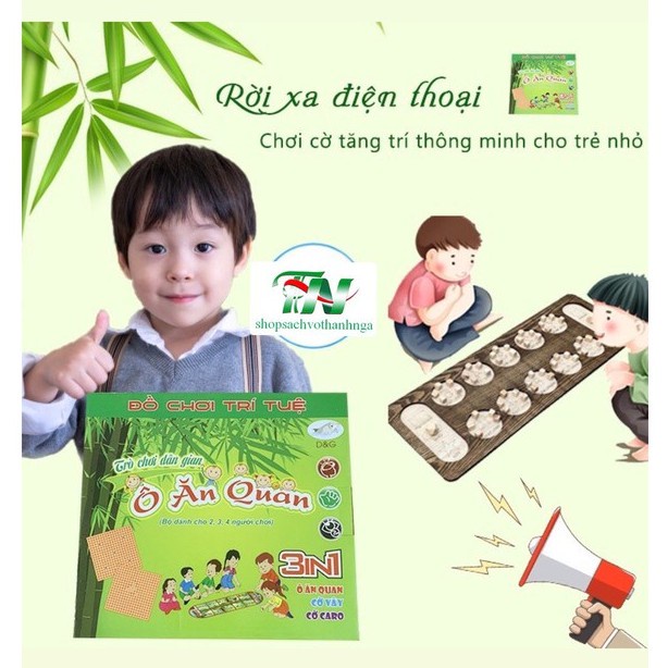 Đồ Chơi Trí Tuệ 3 in 1 - Ô Ăn Quan - Cờ Vây - Cờ Caro - Trò Chơi Dân Gian - Soleil Home