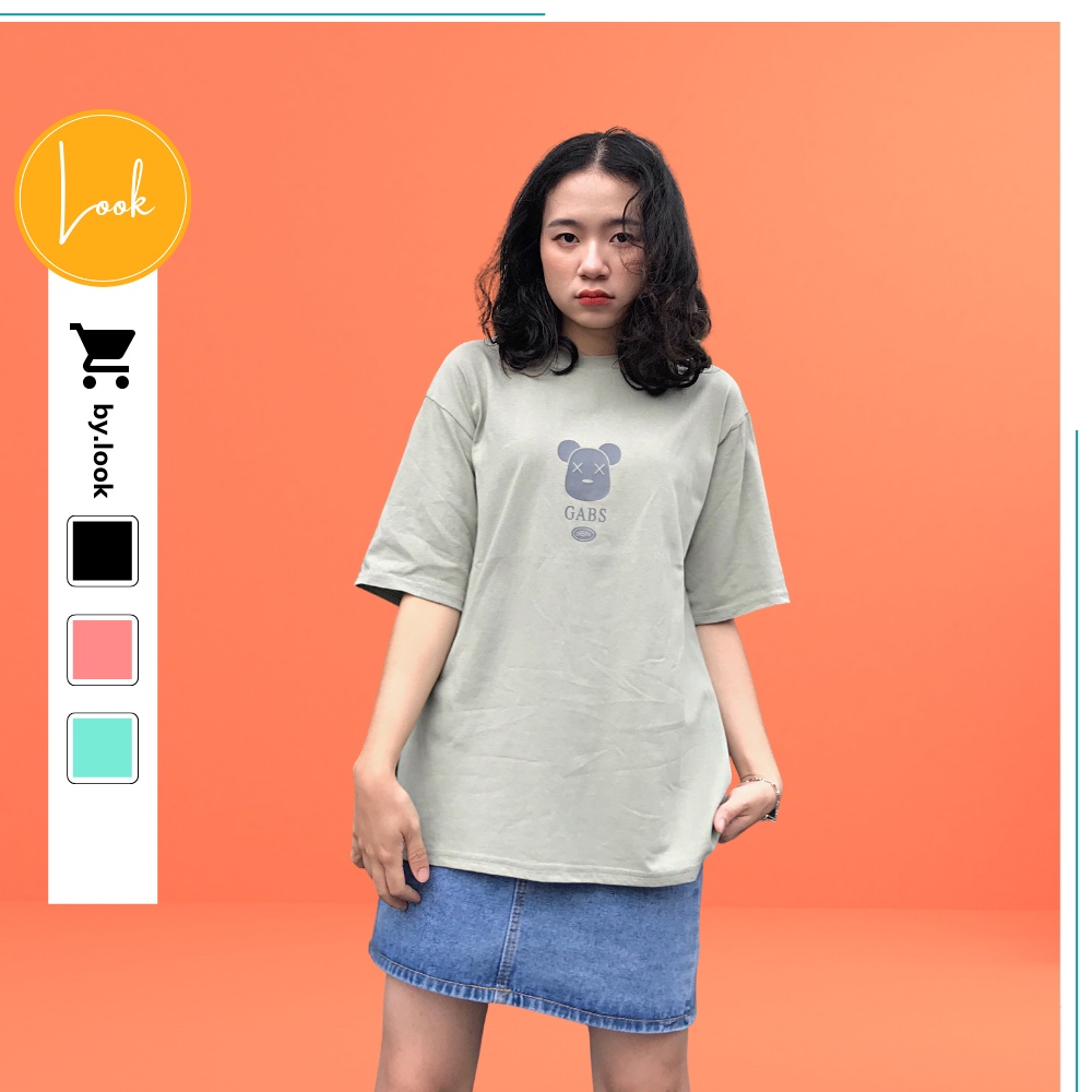 Áo thun unisex LM Bear in 2 mặt phông tay lỡ nam nữ form rộng Freesize