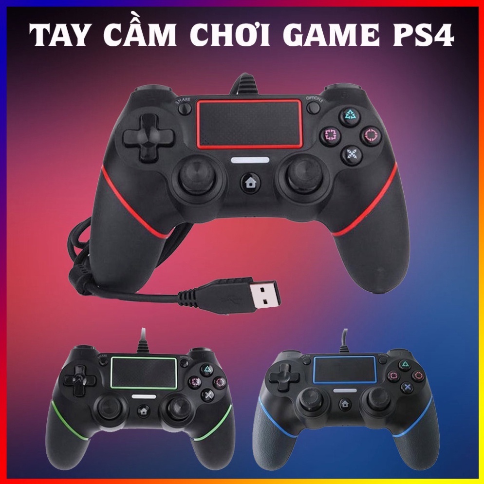 Combo 2 CáiTay cầm PS4 có Rung dây dài 2 Mét hỗ trợ game FO4 / Pes2022 / PS4 / Fifa Online 4