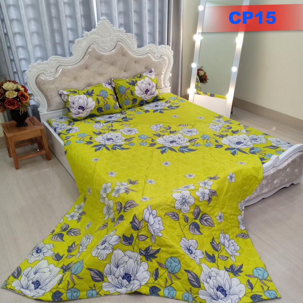 Chăn Ga Gối Coton poly cao cấp bộ 5 món Chăn hè cao cấp chất liệu cotton siêu bền chăn trần đẹp sắc nét