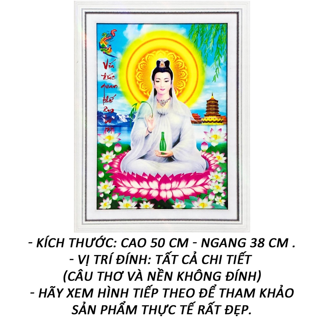 Tranh Đính Đá 5D - Quan Thế Âm Bồ Tát 168 - Tranh Minh Hiền (TỰ ĐÍNH ĐÁ)