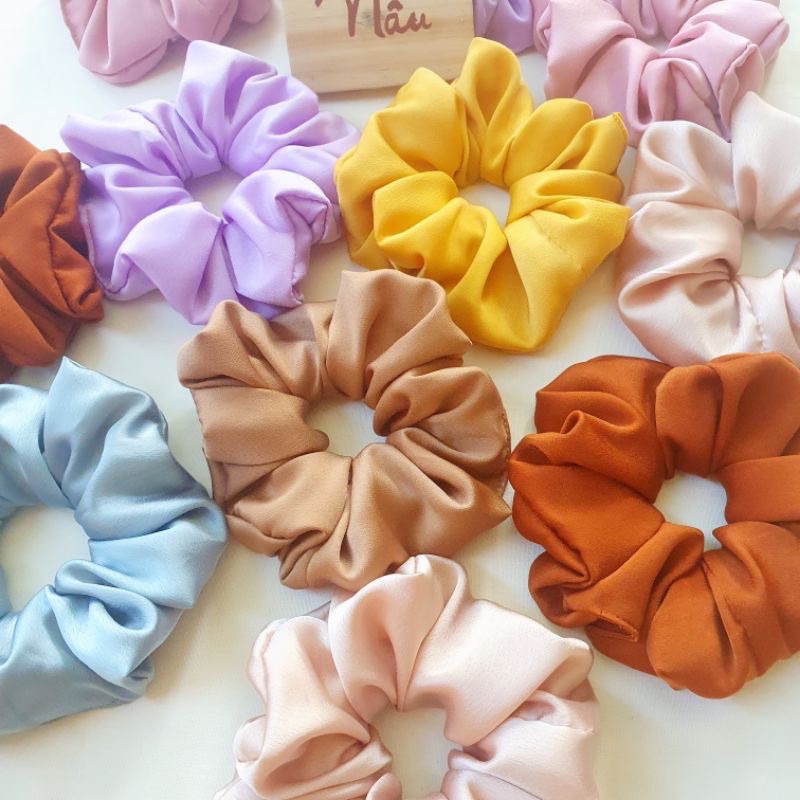 Cột tóc Scrunchies màu trơn dễ thương