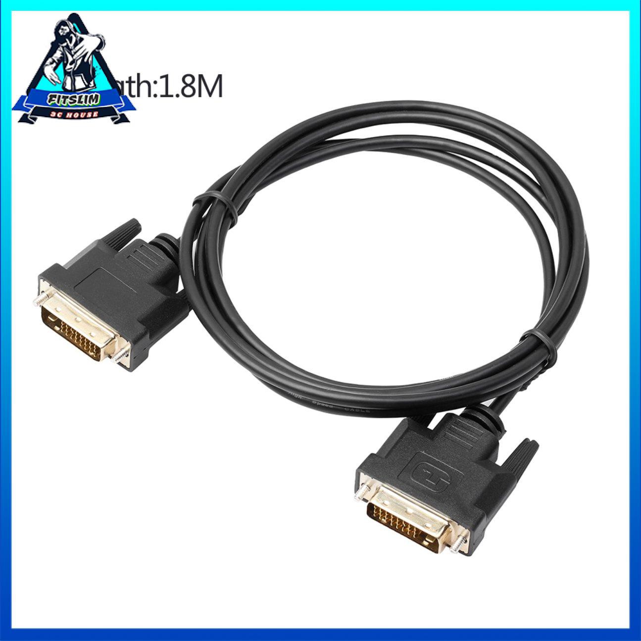 Phổ biến 1.8M / 3M / 5M DVI D tới DVI-D Vàng Nam 24 + 1 Pin Cáp truyền hình liên kết kép