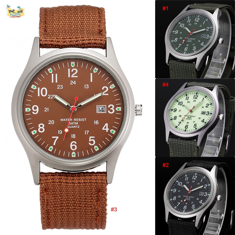 Đồng Hồ Analog Máy Quartz Dây Vải Quân Đội Chống Nước Cho Nam