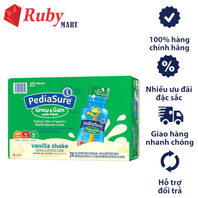 Thùng 24 chai Sữa Pediasure nước Grow and Gain vani 237ml Mỹ