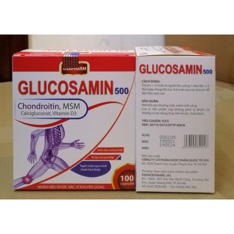 Glucosamin 500 bổ sung dưỡng chất giúp xương chắc khoẻ, ngăn chặn thoái hóa khớp