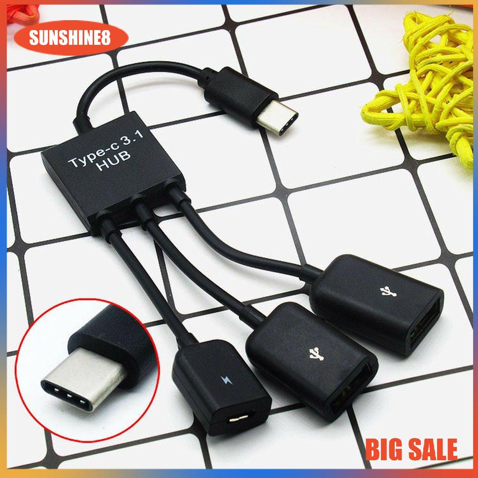 【SUN】Cáp mở rộng USB Hub Type-c 3 Dây mở rộng tương thích Cáp dữ liệu nhanh