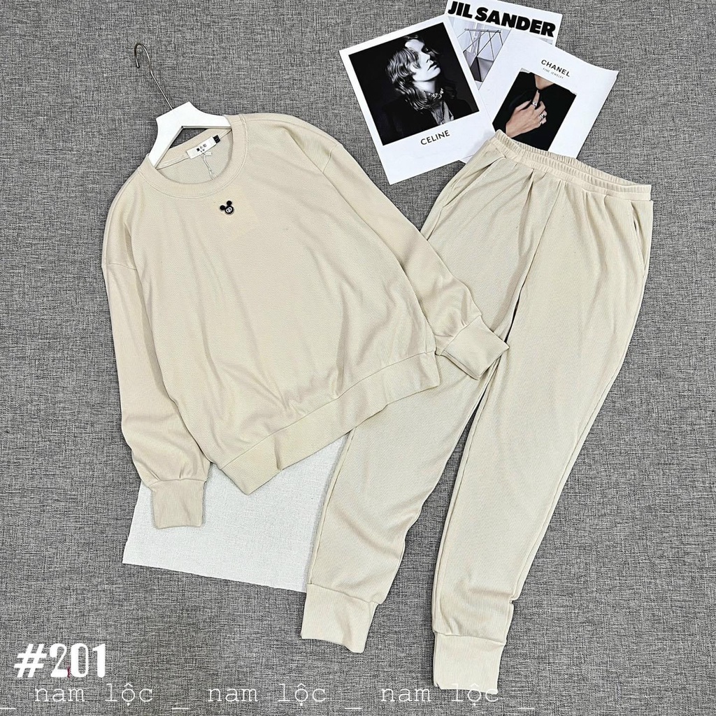 Sét bộ len tăm nữ , Bộ nhung tăm 5 màu đủ size S,M,L,XL