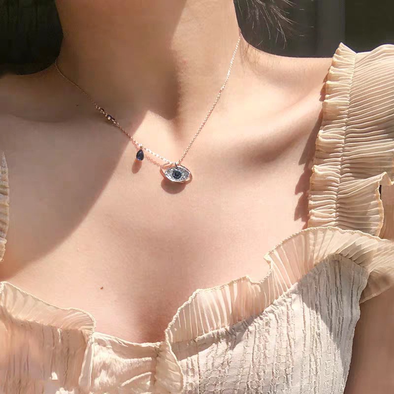 Dây Chuyền Mạ Vàng 18k Mặt Hình Con Mắt Quỷ Đính Đá zircon Phong Cách Âu Mỹ Thời Trang Cho Nữ