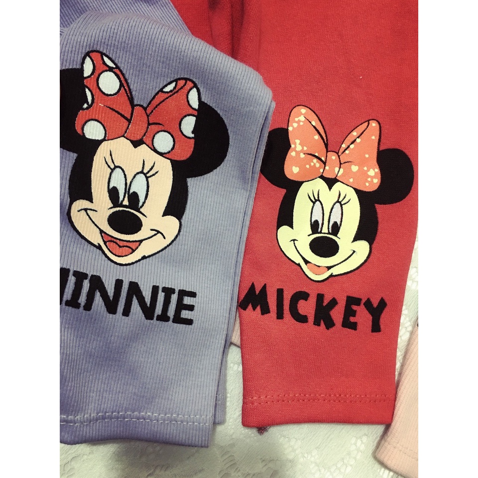 Quần Legging Bé Gái Chất Len Tăm Đẹp In Hình Mickey Cute Cho Bé 8-18kg