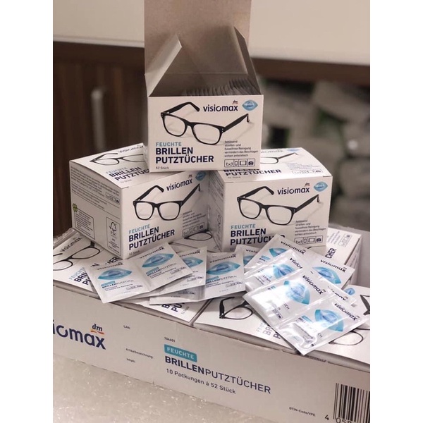Khăn lau kính Visiomax hộp 52 tờ. Hàng Đức chính hãng
