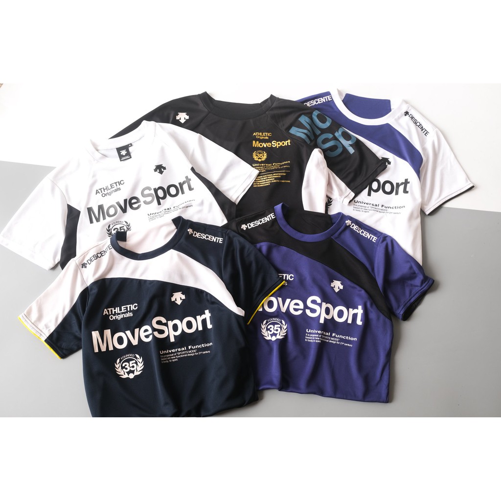 Áo thun thể thao, áo phông thể thao nam Descente chất Polyester vải lưới giống bộ đá bóng chuyên chơi thể thao