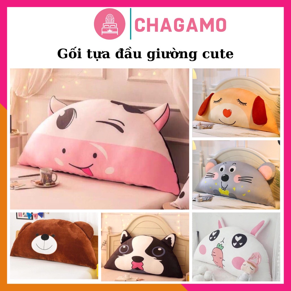 Gối kê đầu, gối tựa đầu để giường mẫu cute size 1m5x65cm hình động vật dễ thương - CHAGAMO