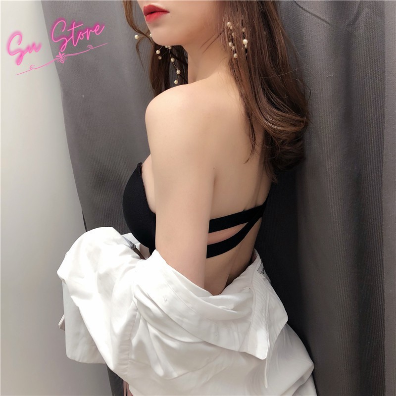 Áo Bra Chống Tụt 💓FreeShipXtra💓 Cúp Ngang Bàng Tay Có Kèm Dây Rời, Áo Lót Nữ - SU