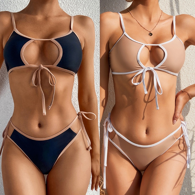 Bộ bikini 2 mảnh màu sắc tương phản quyến rũ cho nữ
