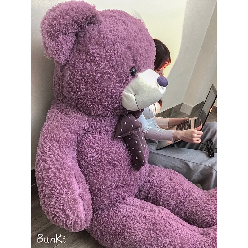 Gấu Bông Teddy First Love Tím 1m7 khổ vải cao 1m6 cao cấp BUNKI